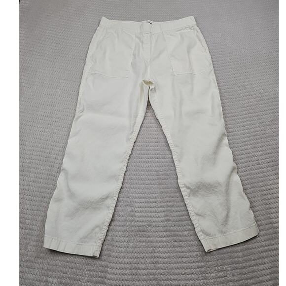 Theory Pants Womens 8 White Linen Blend Pull On Preppy Beachy Coastal - Picture 1 of 8
